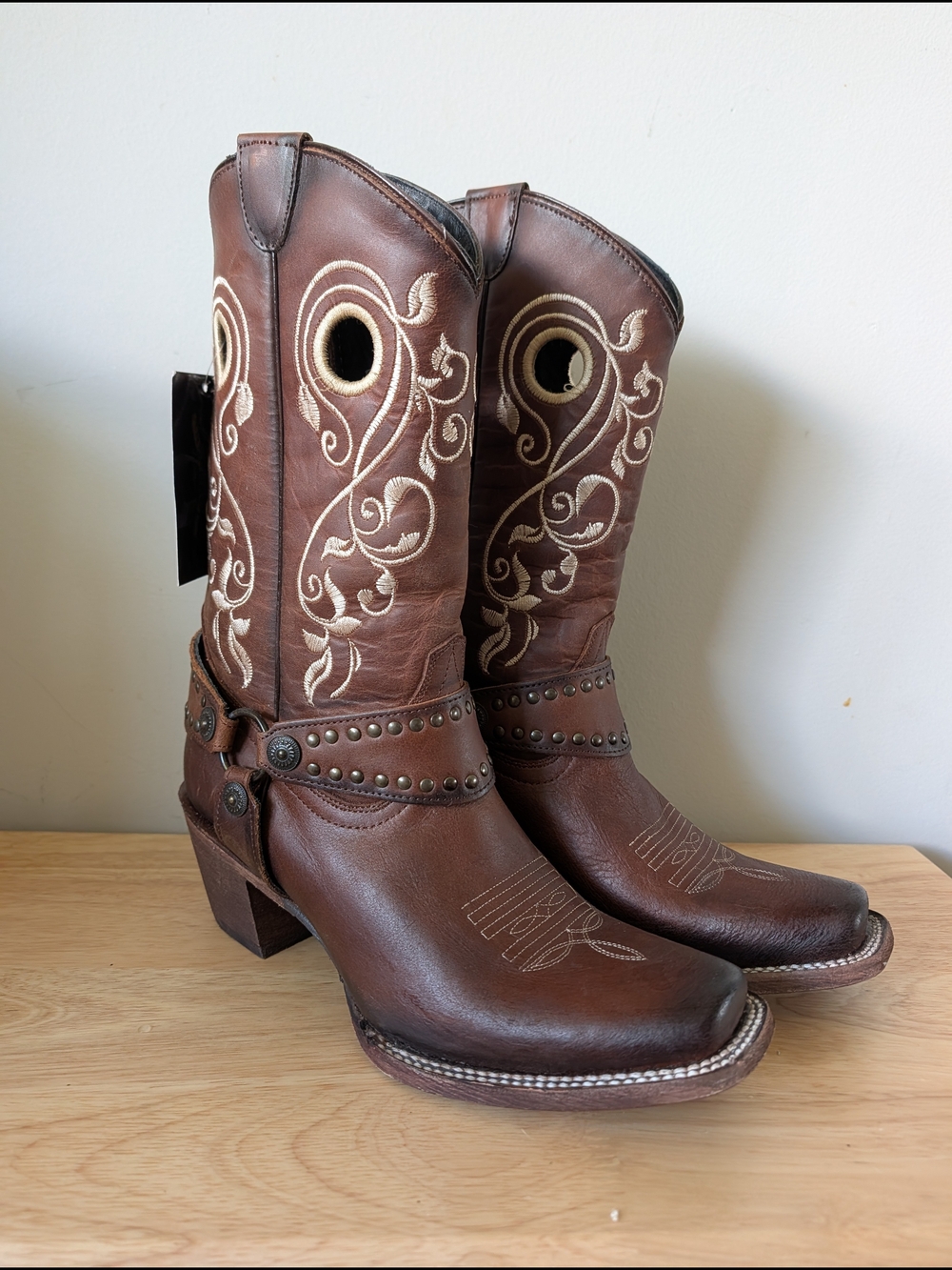 J.B. Dillon J.B. Dillon Reserve, Brown Leather Embroidered Western Harness Boots
